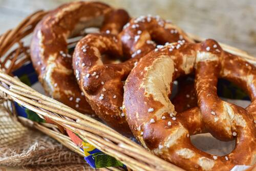 Close-up of pretzels.